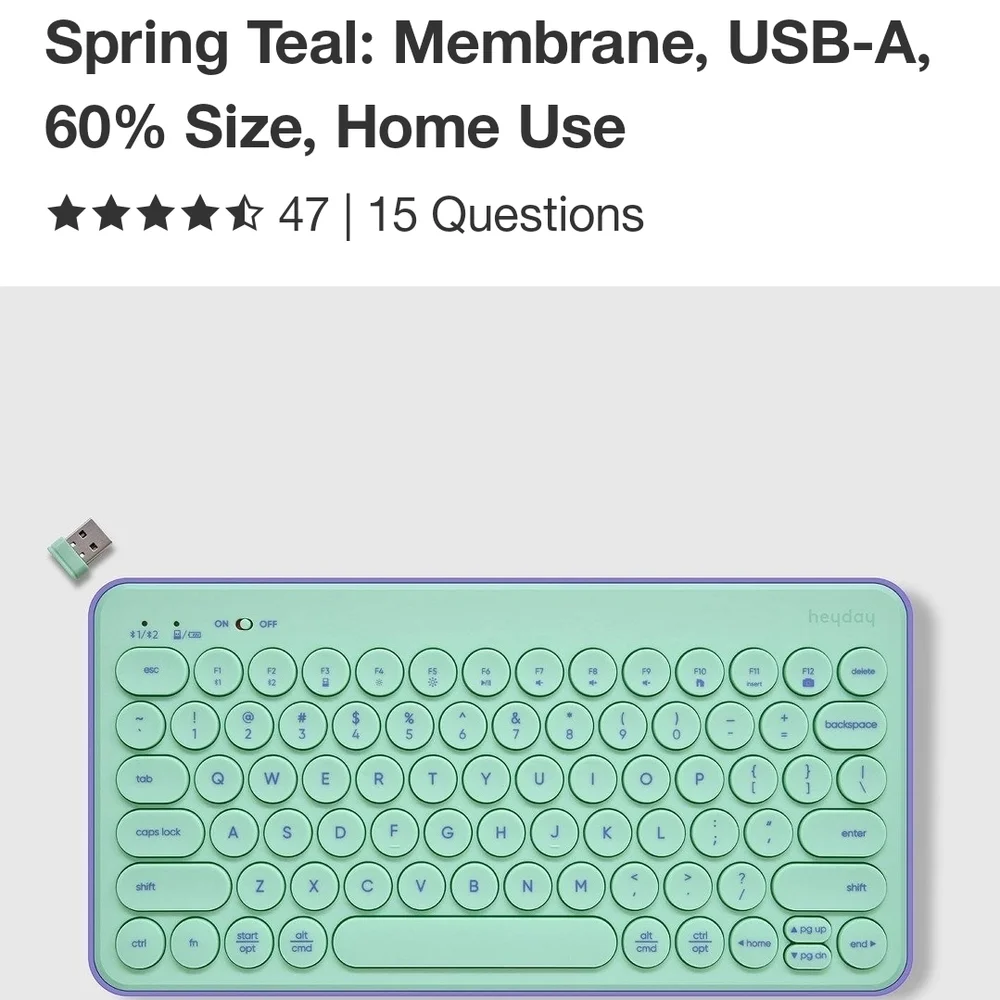Heyday Wireless Keyboards in Blue, Pink, and Green. Price For Each One.